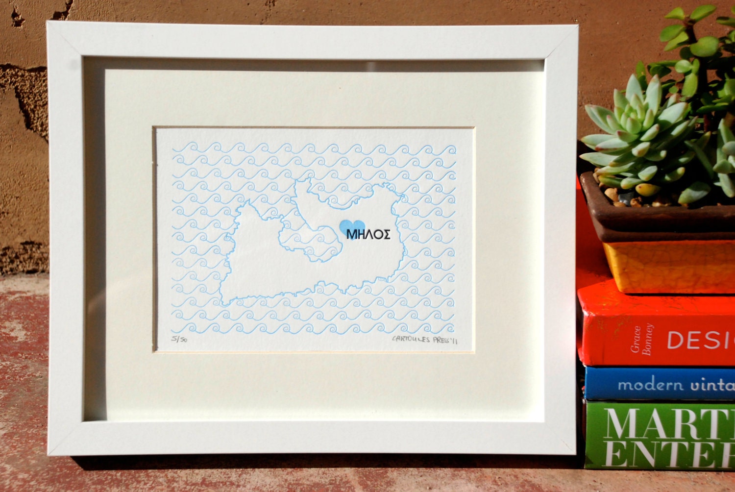 Milos Map - Limited Edition Letterpress Print
