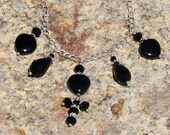 Black Necklace, Black Onyx, Natural Stone, Statement Jewelry, Silver, Handmade OOAK