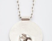 Cast Sterling Silver Human Tooth on Disk on Chain