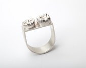 Sterling Silver and Two Cast Human Teeth Ring