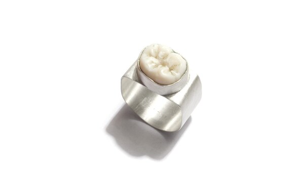 Items similar to Sterling Silver and Human Tooth Ring on Etsy