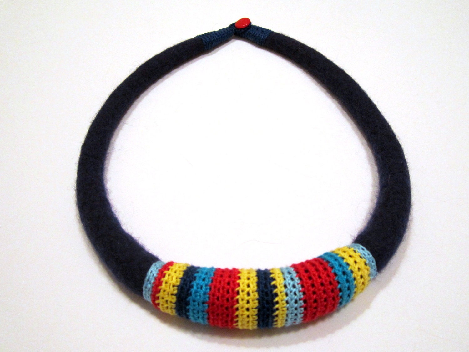 AFRICAN Tubular FELTED CROCHETED Necklace