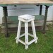 Primitive Stool Wood Shabby White Paint
