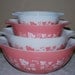 Vintage Pyrex Pink Gooseberry Stacking Batter Bowls