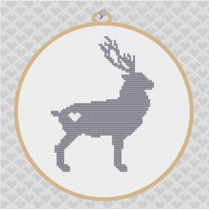 Deer Silhouette Cross Stitch PDF Pattern II