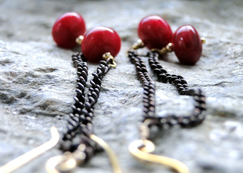 SPRING SALE  - Ruby Dangle Earrings, Jewelry, Accessories, Gift for Her