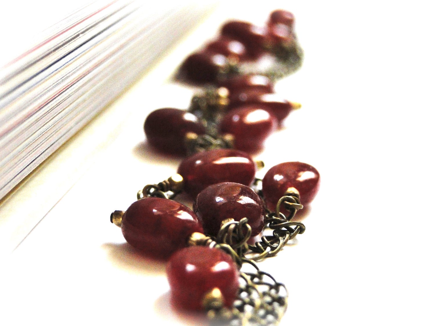 SPRING SALE - Jewelry LONG Layering Necklace, Deep Red Agate Gemstones, Boho Chic Accessory