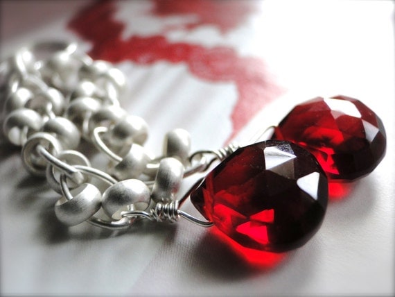 Jewelry Earrings, Gemstone Earrings, Red and Silver, Red Quartz Gemstone Earrings, Gift for Her, Accessories, Christmas