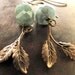 Jewelry Fall Collection, Earrings, Rustic, Earthy, Emerald Gemstones, Accessories, Rough Emerald Stones with Brass Leaves