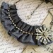 Starry Starry Night Grey Silk Wool and Rhinestone Bib Necklace