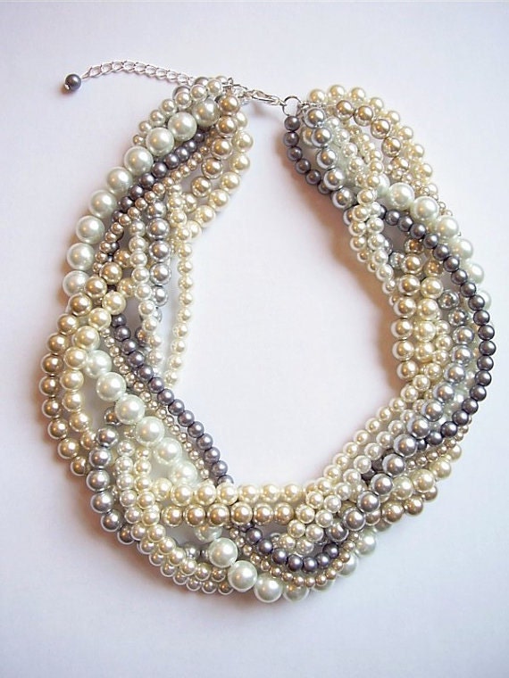 Custom order necklaces braided twisted chunky statement pearl necklace