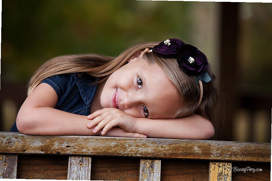 Chocolate brown flower hairband headband hair clip girls infants toddlers baby
