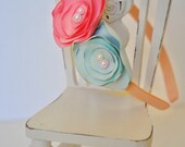Pink blue flower hairband headband hair clip girls infants toddlers baby