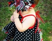 Baby/Toddler Cherry Gingham REVERSIBLE Swing Top & Ruffled Bottom Bloomer - 0-3mths, 3-6mths, 6-12mths, 12-18mths, 18-24mths