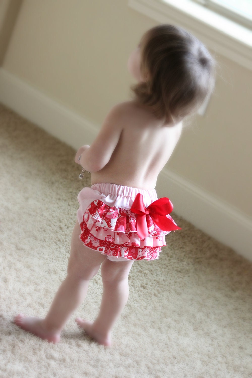 Pink Sweetheart Ruffled Bottom Bloomer Diaper Cover 0-3mths, 3-6mths, 6-12mths, 12-18mths, 18-24mths