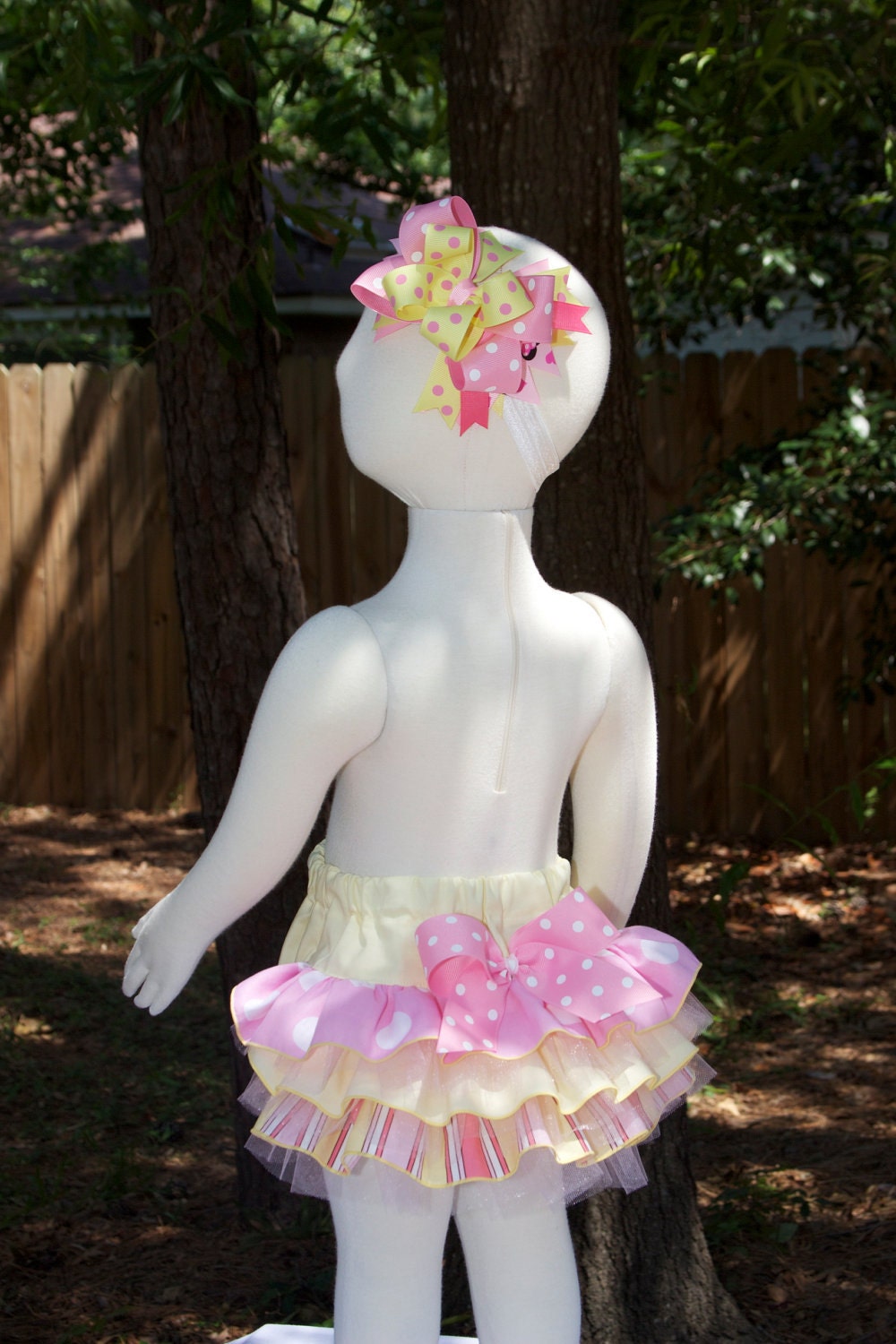 COMBO - LIMITED Pastel Ruffled Bottom Bloomer Diaper Cover w/ FLUFF & Small Layered Bow 0-3mths, 3-6mths, 6-12mths, 12-18mths, 18-24mths