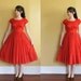 R E S E R V E D / vintage 1950s party dress 50s red short sleeve full skirt cupcake designer party dress with bow