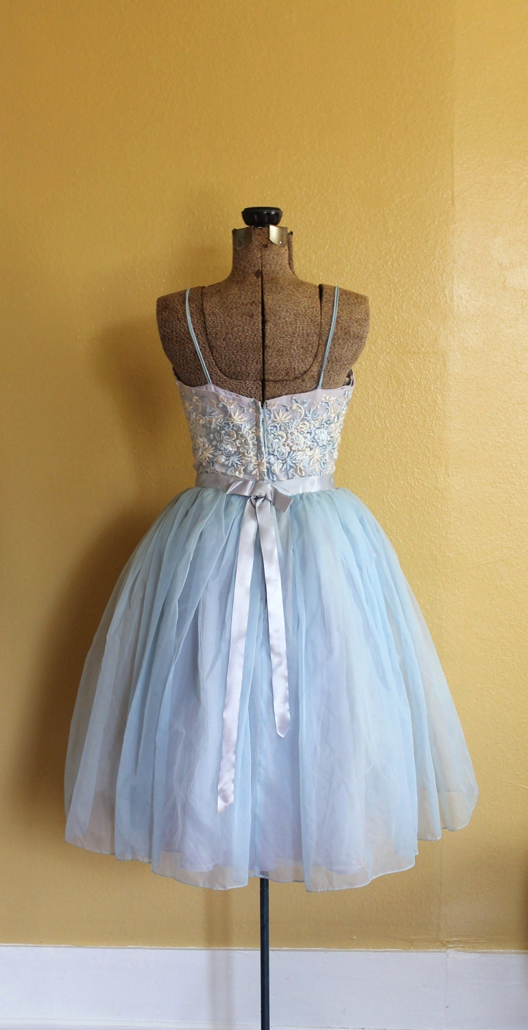 R E S E R V E D ll vintage 1950s party dress ll vintage 50s light blue cupcake party dress