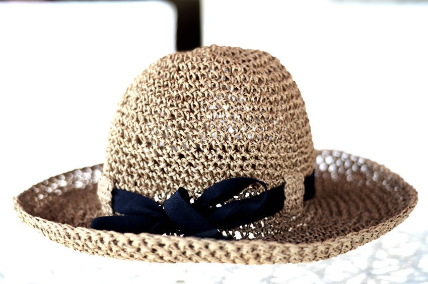 Adjustable Crochet Summer Straw Sun Hat