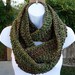 INFINITY LOOP SCARF..Long..Dark Green Red Brown Gold..Super-Soft..Winter Crochet Knit Eternity Ring Cowl..Ready to Ship in 2 Days