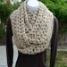 INFINITY LOOP SCARF..Beige Light Tan..Double Thickness..Extra Long..Super-Soft..Silky..Bulky Winter Circle Cowl...Ready to Ship in 4 Days