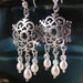Sterling Silver Snowflake Earrings Large Snowflakes Snow White Pearl Earrings AB Crystal Christmas Gift Idea