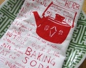 Screen Printed Organic Cotton Cloth Napkins - Kitchen Gadget Dinner Napkins - Eco Friendly and Reusable