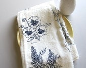 Screen Printed Organic Cotton Floral Kitchen Flour Sack Tea Towel - Great dish towel