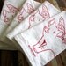 Screen Printed Organic Cotton Cloth Napkins - Eco Friendly Dinner Napkins - When Pigs Fly Illustration - Reusable
