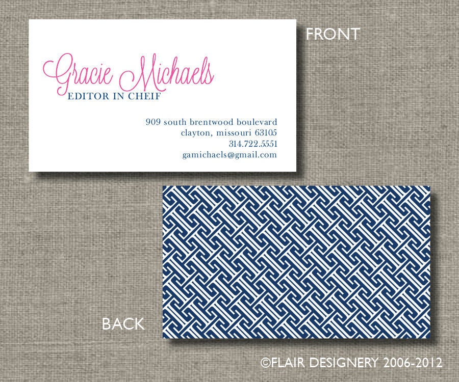 Key of Greek Calling Cards, Call Me Cards, Business Cards - Set of 100 - by Flair Designery Il_170x135