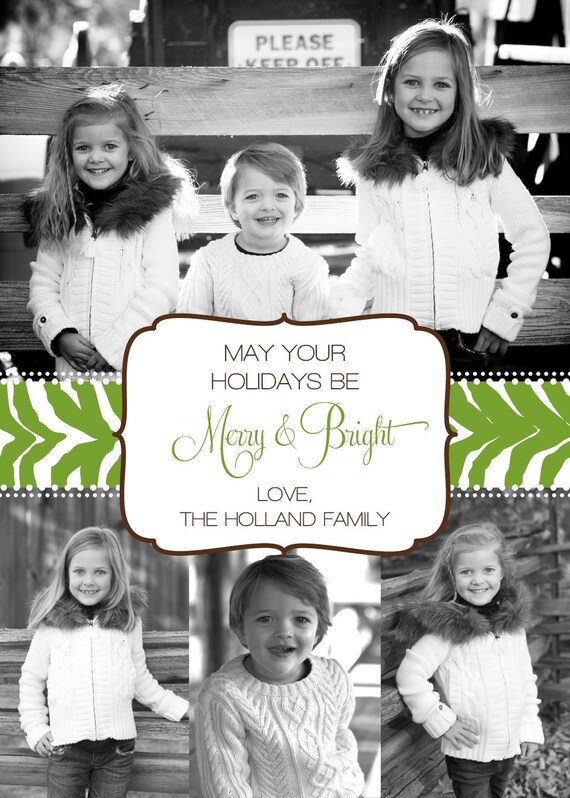 Holiday Photo Card - PRINTABLE - Zebra Holidays by Flair Designery Il_570xn