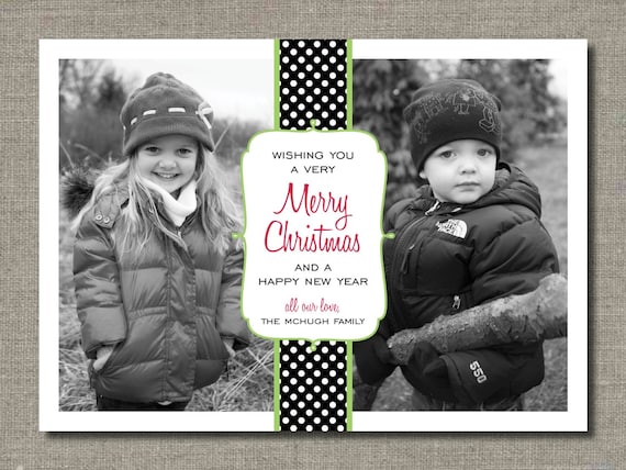Holiday Photo Card - Set of 25 Photo Cards - Polka Dotted Christmas by Flair Designery Il_570xn