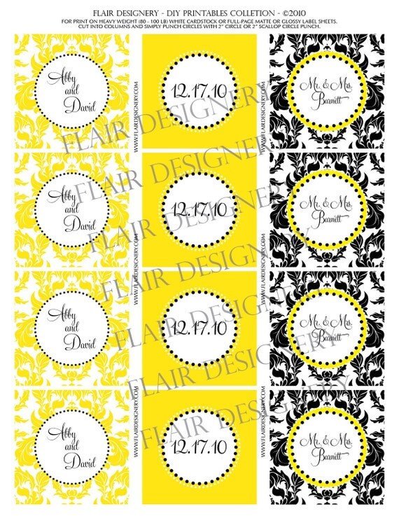 Wedding Damask - Printable Cupcake Toppers/Labels/Favor and Gift Tags Il_570xn