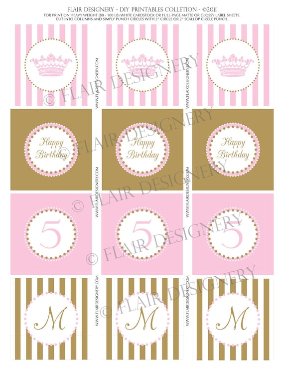 Her Royal Highness PINK - Printable Cupcake Toppers/Labels/Favor and Gift Tags Il_570xn