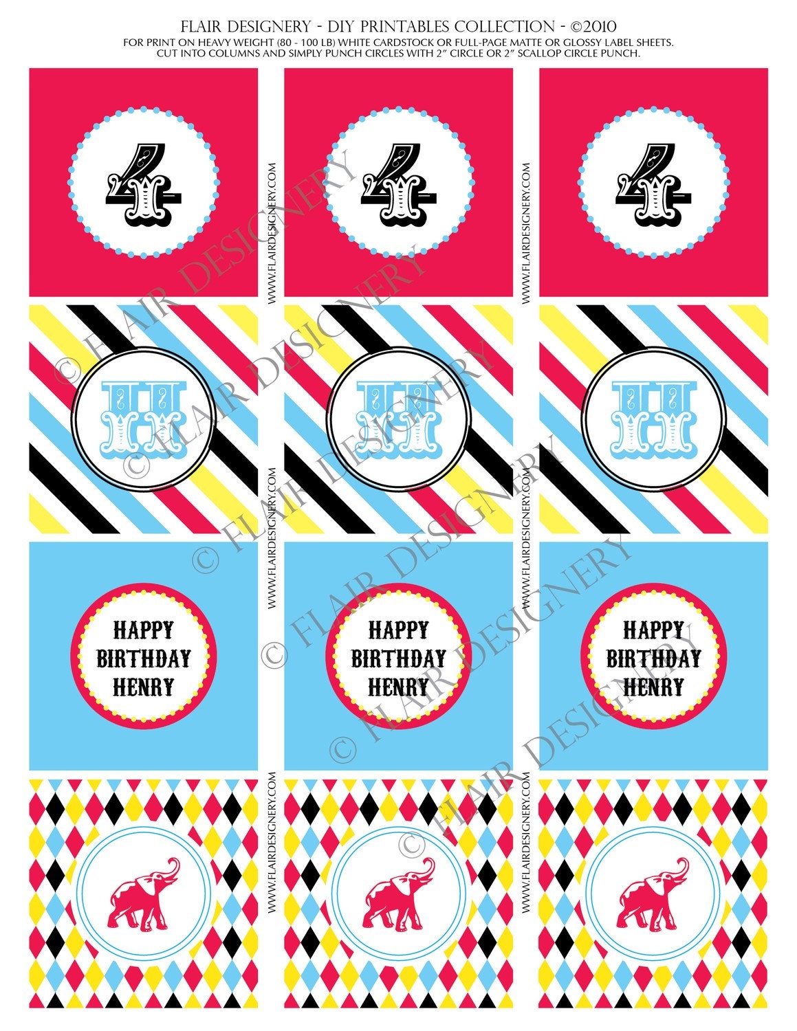 It's A Circus Party - Printable Cupcake Toppers/Labels/ Favor and Gift Tags Il_570xn