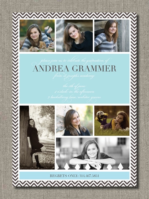 Graduation Chevron - Printable GIRL Graduation Announcement Photo Card - by Flair Designery Il_570xn