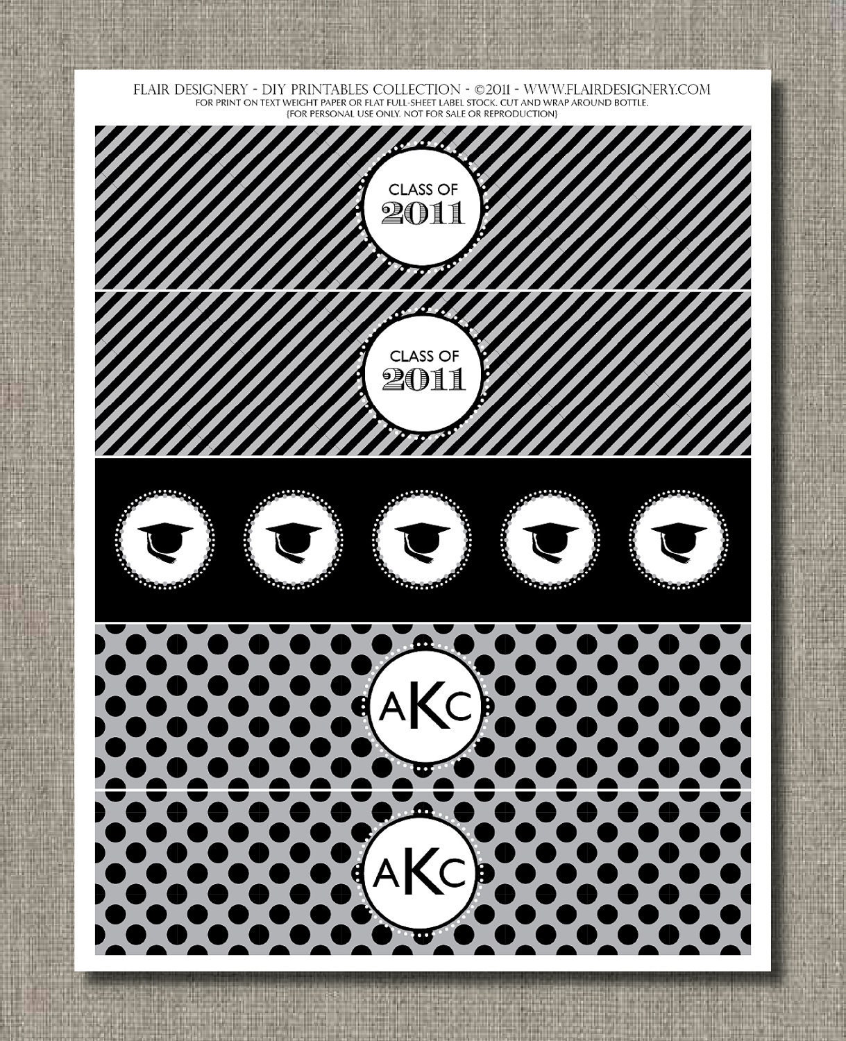 Printable Personalized Water Bottle Labels - Class of 2011 - by Flair Designery Il_570xn