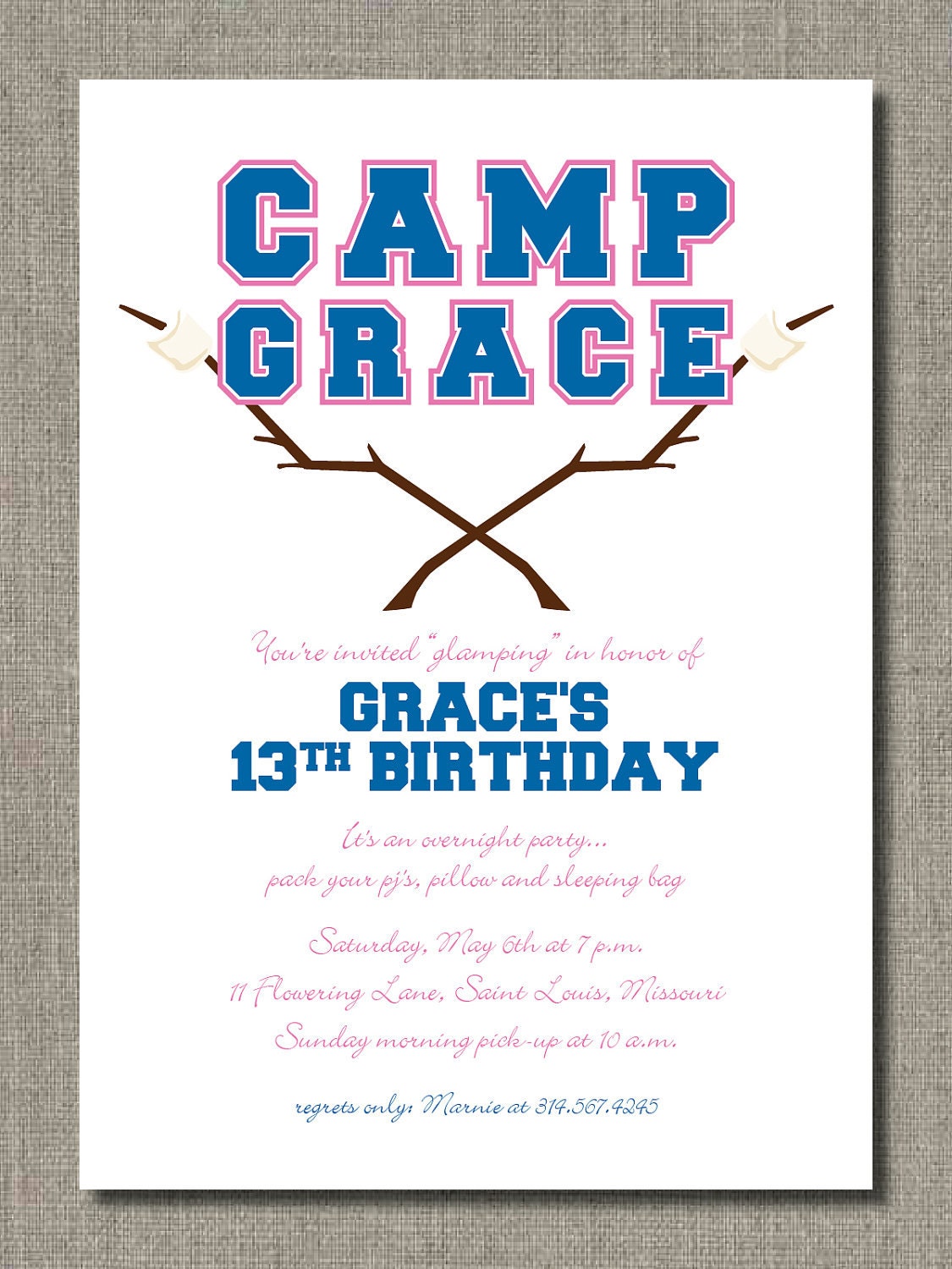 Glamping Girl - PRINTABLE INVITATION by Flair Designery Il_570xn