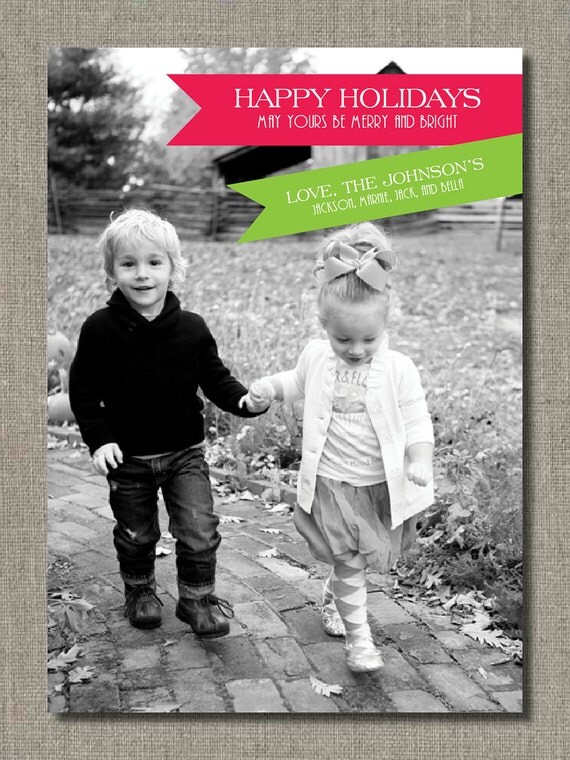 Holiday Photo Card - PRINTABLE - Holiday Flags by Flair Designery Il_570xn