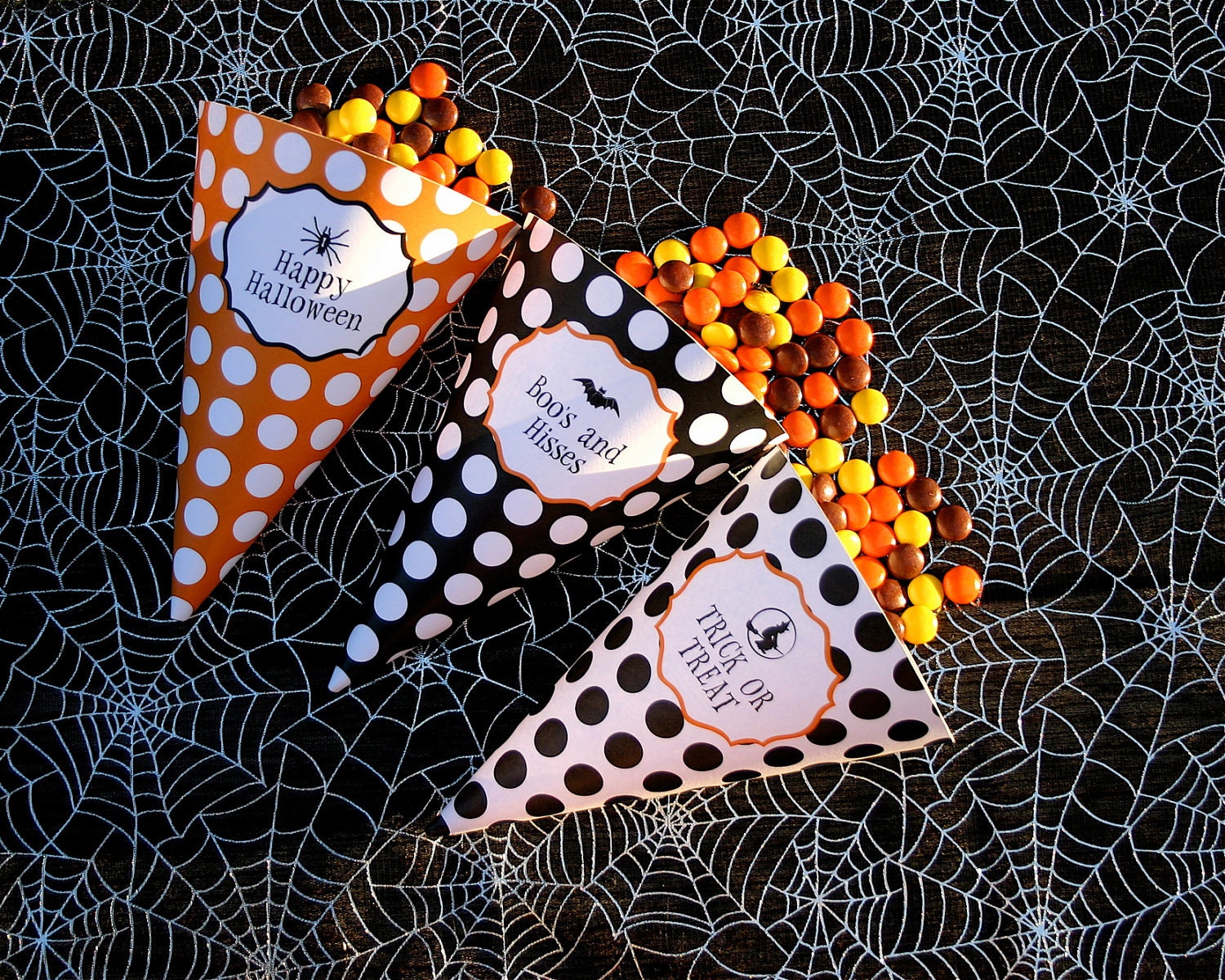 Haunted Halloween SET OF THREE Printable Treat Cones by Flair Designery Il_570xn