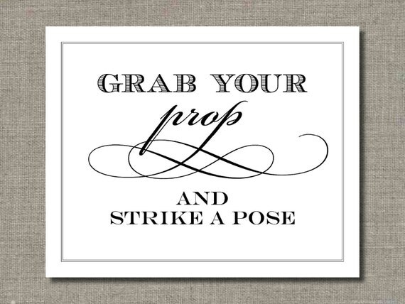 Grab Your Prop - Printable Wedding Poster, Bar Sign, Table Sign or Guest Book Sign by Flair Designery Il_570xn
