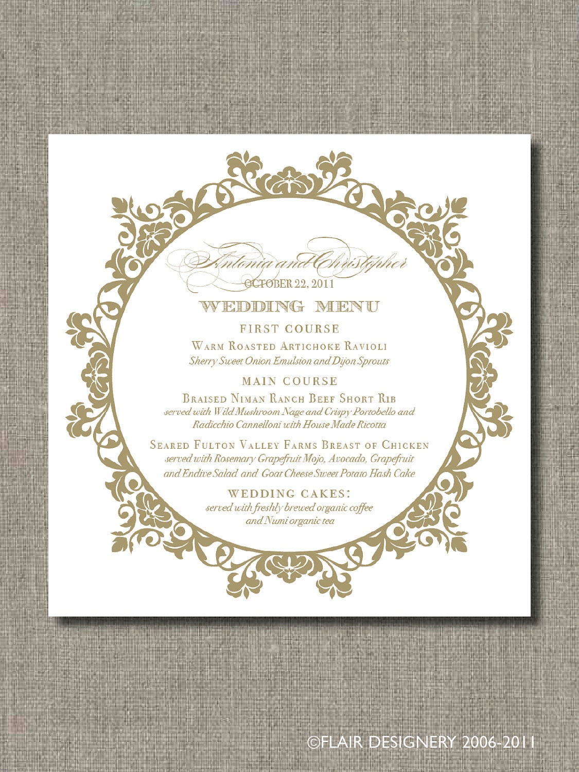 Vintage Frame Menu - Custom Printable Menus for Weddings, Events, Parties and More - by Flair Designery Il_570xn
