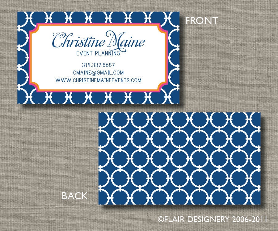 Calling Cards, Call Me Cards, Business Cards - Set of 100 - Nautical Chic by Flair Designery Il_570xn