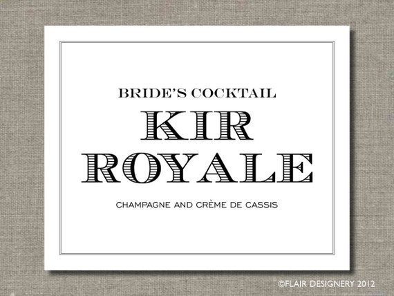 Bride's Cocktail - Printable Wedding Poster, Bar Sign, Table Sign or Guest Book Sign by Flair Designery Il_570xn