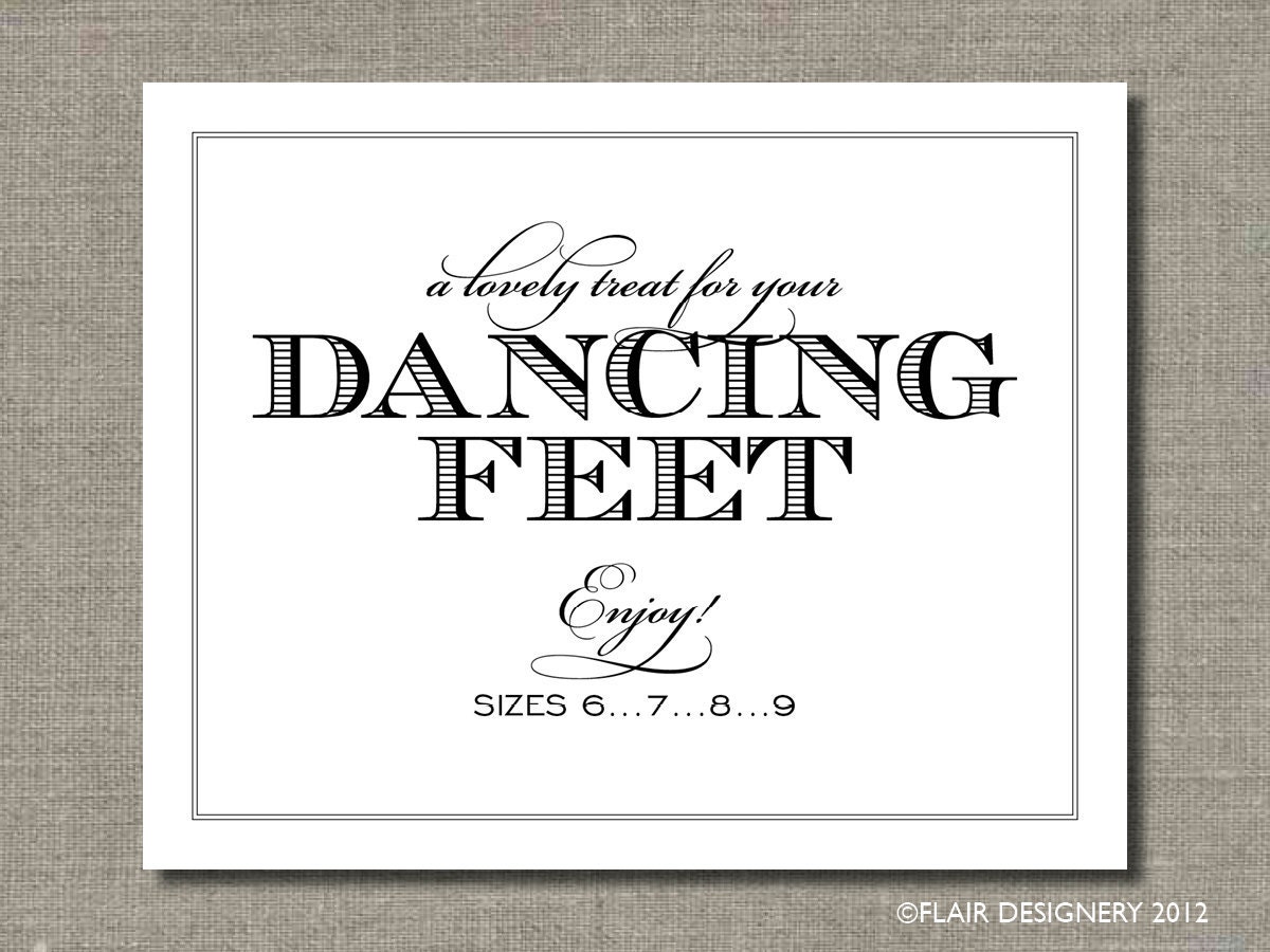 Dancing Feet - Printable Wedding Poster or Table Sign by Flair Designery Il_570xn