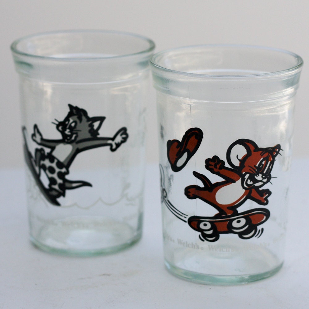 Vintage Tom and Jerry Welch's Jelly Jar Glasses by KaytoesVintage