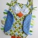 Blue and Green Geometric OWL Ribbon Tag Minky Baby Blanket Blankie Lovey Lovie Baby Gift