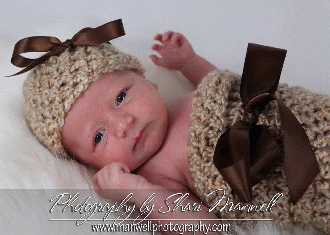 Newborn Cocoon and Hat Set Rococco Beige