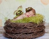 Olive Green Mongolian Faux Fur Photography Prop Rug Newborn Baby Toddler 27x20 