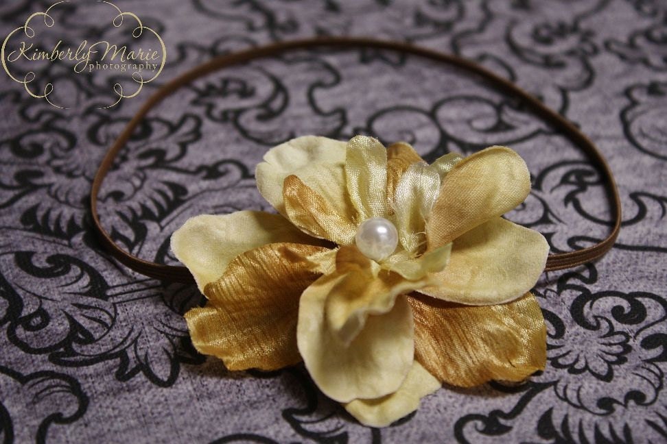Cream and Tan Vintage Inspired Flower Headband